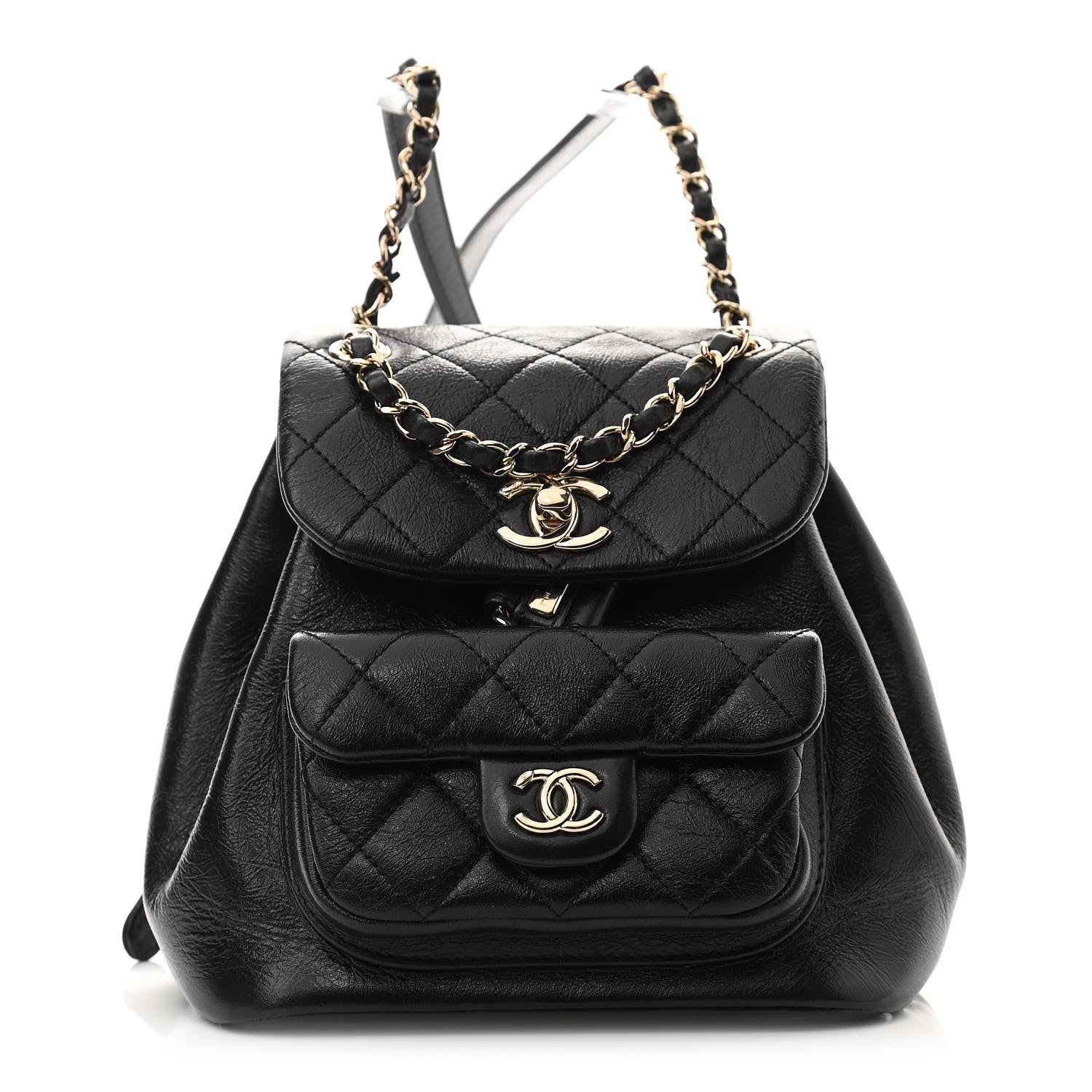 Chanel Glazed Aged Calfskin Quilted Small Duma Drawstring Backpack Black 1 of 10
