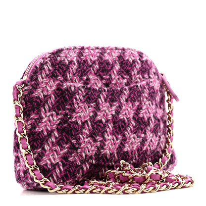 Chanel Tweed Quilted Mini Clutch With Chain Purple 3 of 12