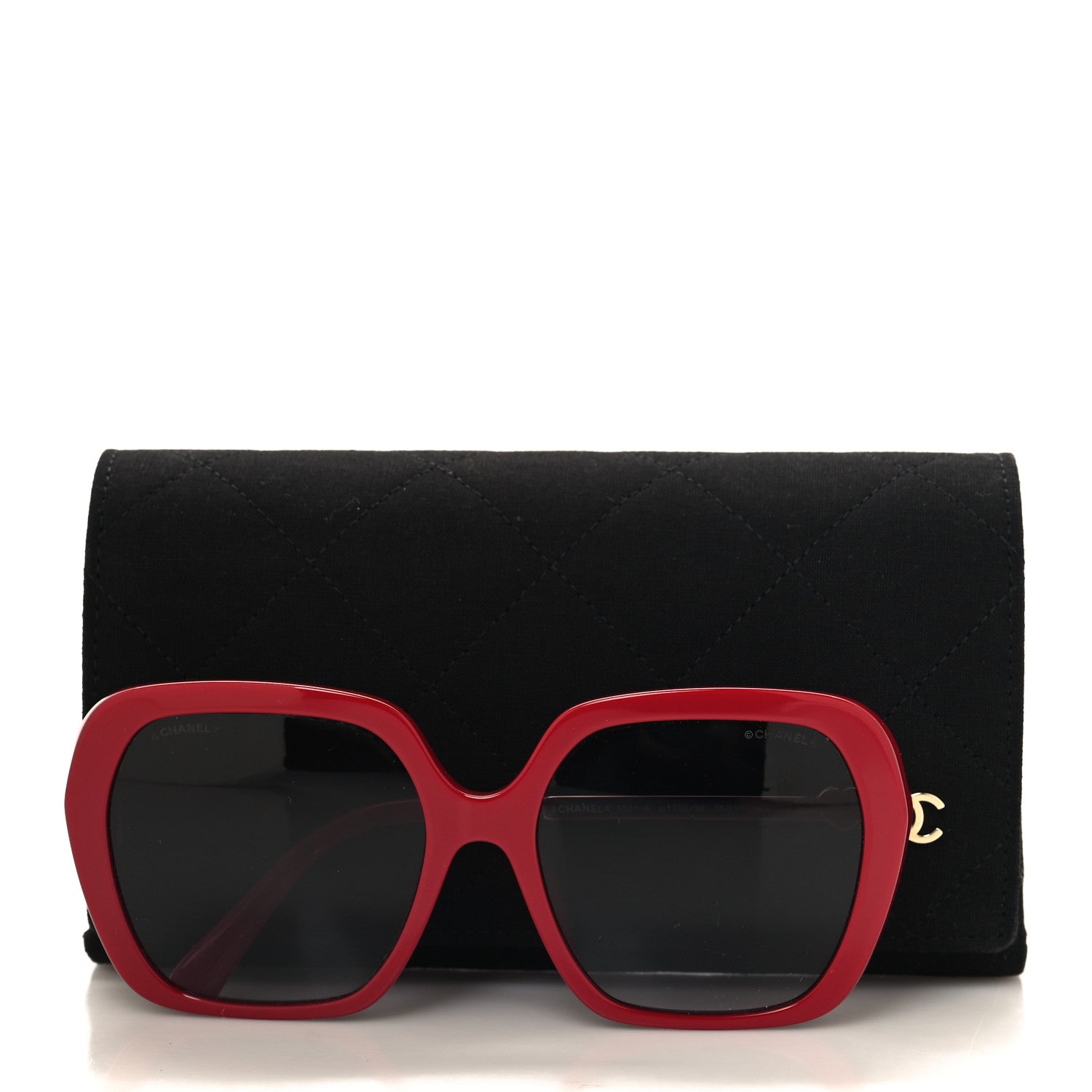 Chanel Acetate Polarized Square CC Heart Sunglasses 5521-A Red 7 of 7