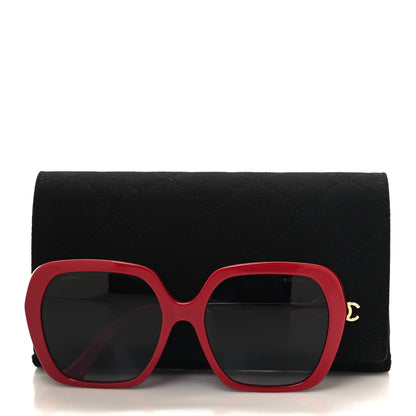 Chanel Acetate Polarized Square CC Heart Sunglasses 5521-A Red 7 of 7