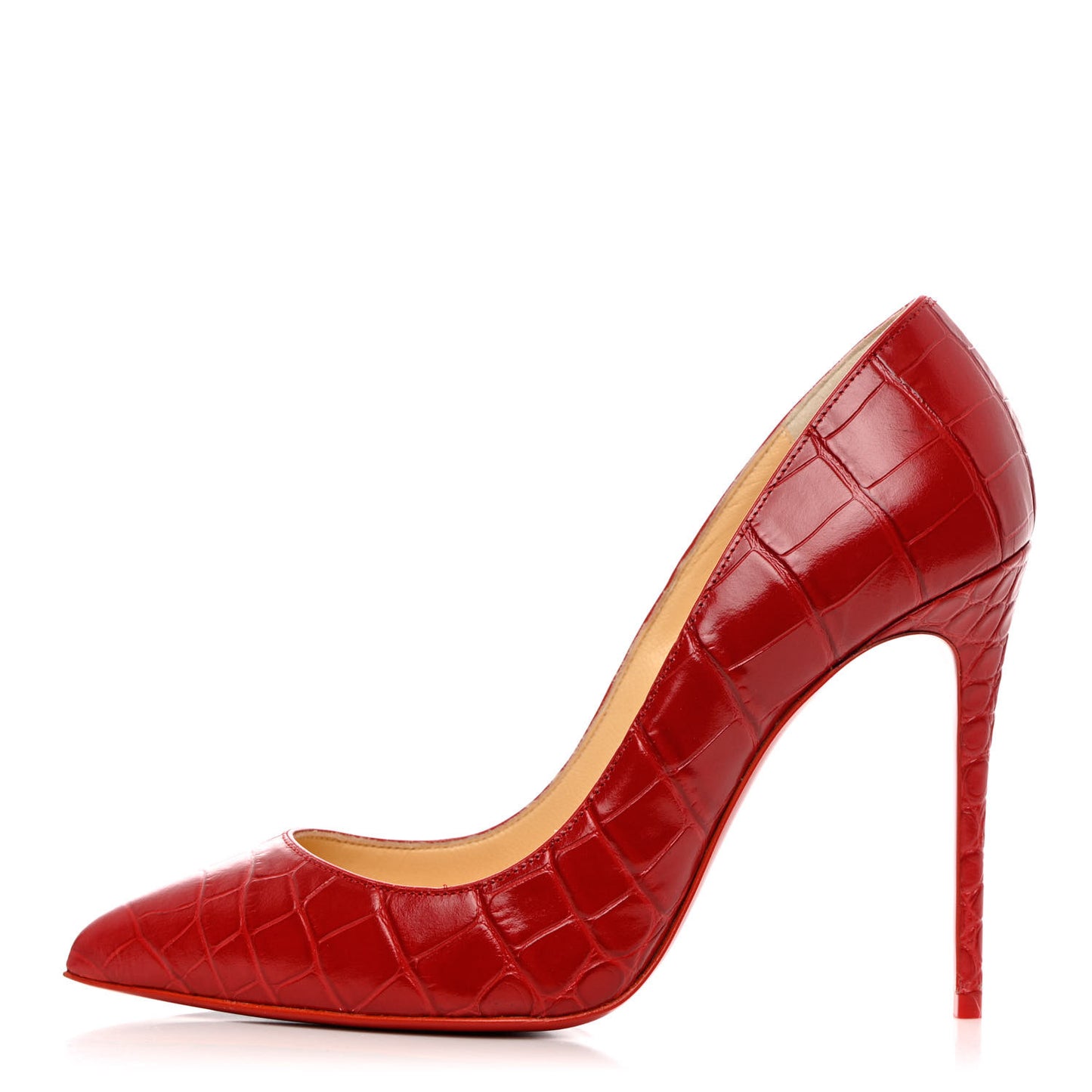 Calfskin Alligator Embossed Pigalle Follies 100 Pumps 37 Loubi