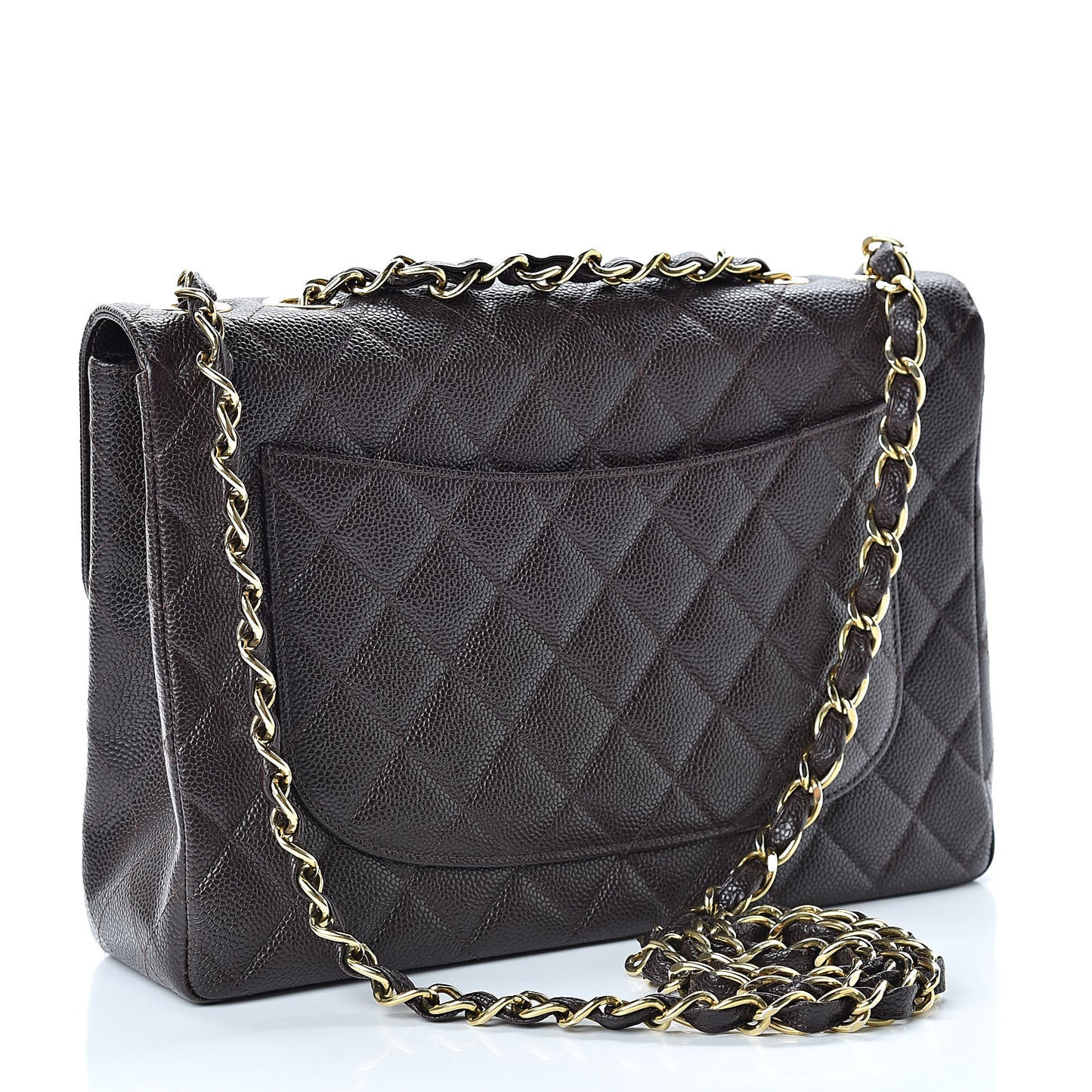 Caviar Quilted Jumbo Single Flap Brown