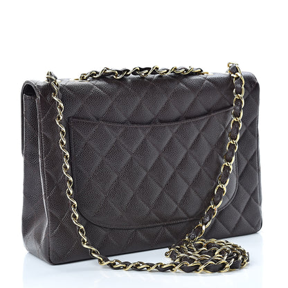 Chanel Caviar Quilted Jumbo Single Flap Brown 3 of 12