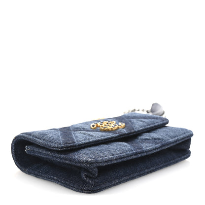 Chanel Denim Quilted Chanel 19 Flap Phone Holder With Chain Blue 4 of 11