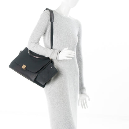 Celine Smooth Calfskin Suede Medium Trapeze Black 2 of 9