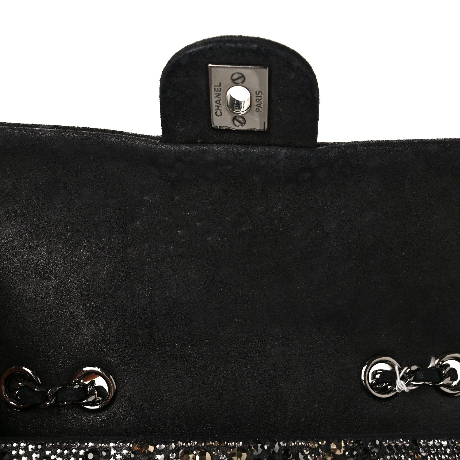 Chanel Suede Crystal Camellia Mini Rectangular Flap Black 9 of 9