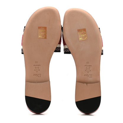 Christian Dior Canvas Embroidered Brocart Dway Mules Slide Sandals 39 Cherry 5 of 9