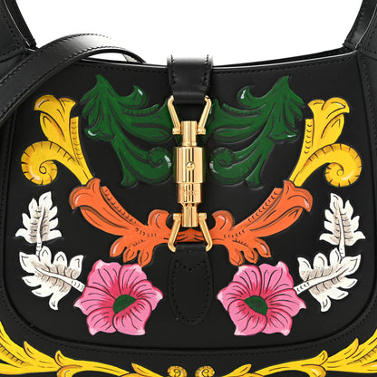 Gucci Calfskin Floral Small Jackie 1961 Hobo Black 8 of 10