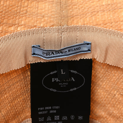 Prada Raffia Triangle Logo Embroidered Bucket Hat L Naturale 8 of 11