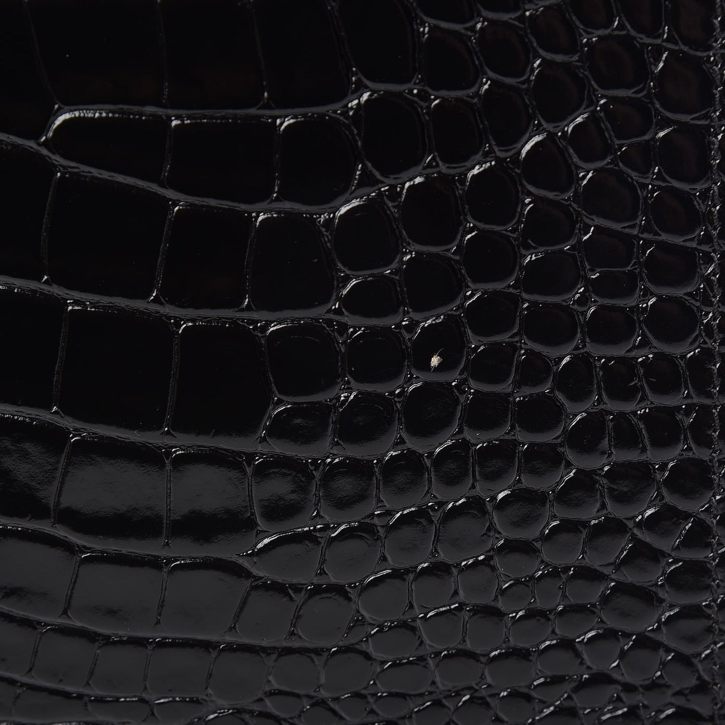 Calfskin Crocodile Embossed Medium Zip Pouch Black