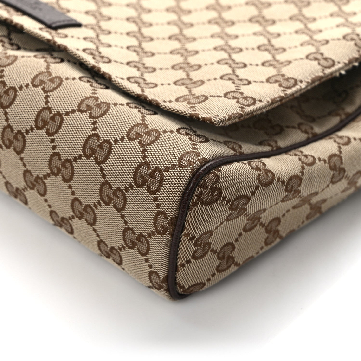 Gucci Monogram Small Flap Messenger Bag Beige Dark Brown 12 of 14