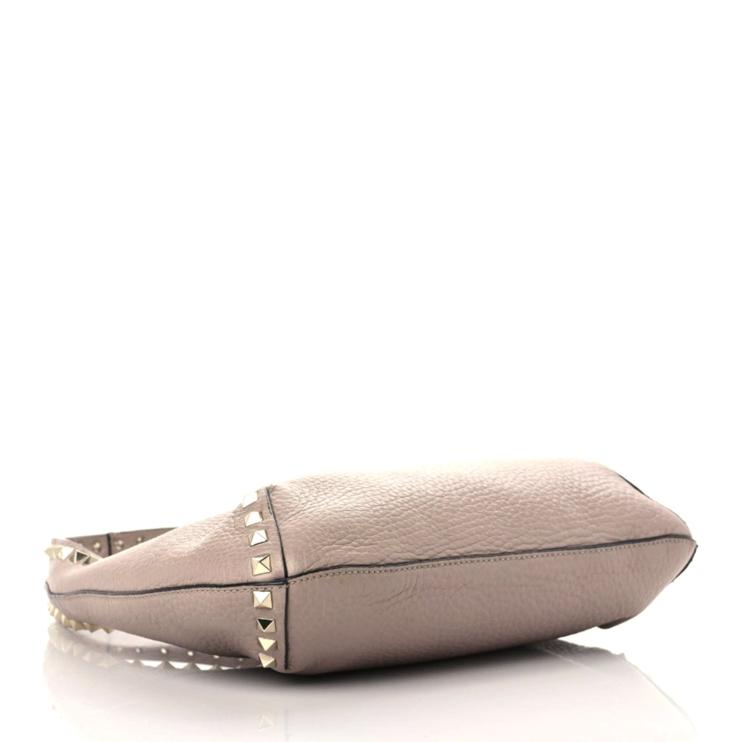 Pebbled Calfskin Small Rockstud Flip Lock Hobo Poudre