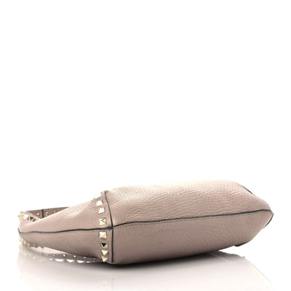 Valentino Garavani Pebbled Calfskin Small Rockstud Flip Lock Hobo Poudre 4 of 9
