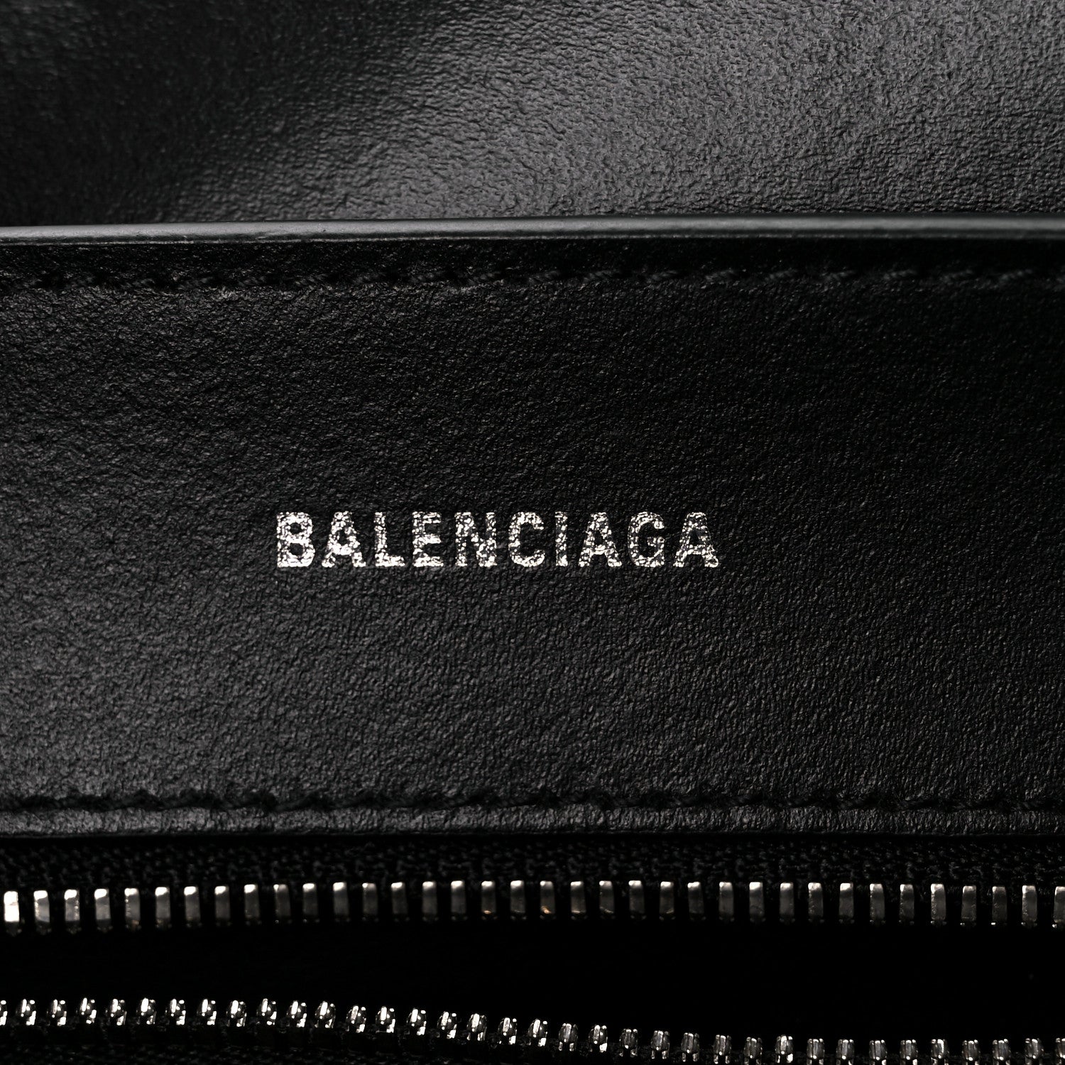 Balenciaga Metallic Textured Calfskin Logo Everyday Tote Black 6 of 10