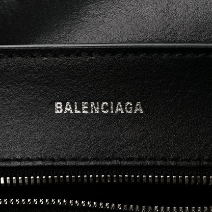 Balenciaga Metallic Textured Calfskin Logo Everyday Tote Black 6 of 10