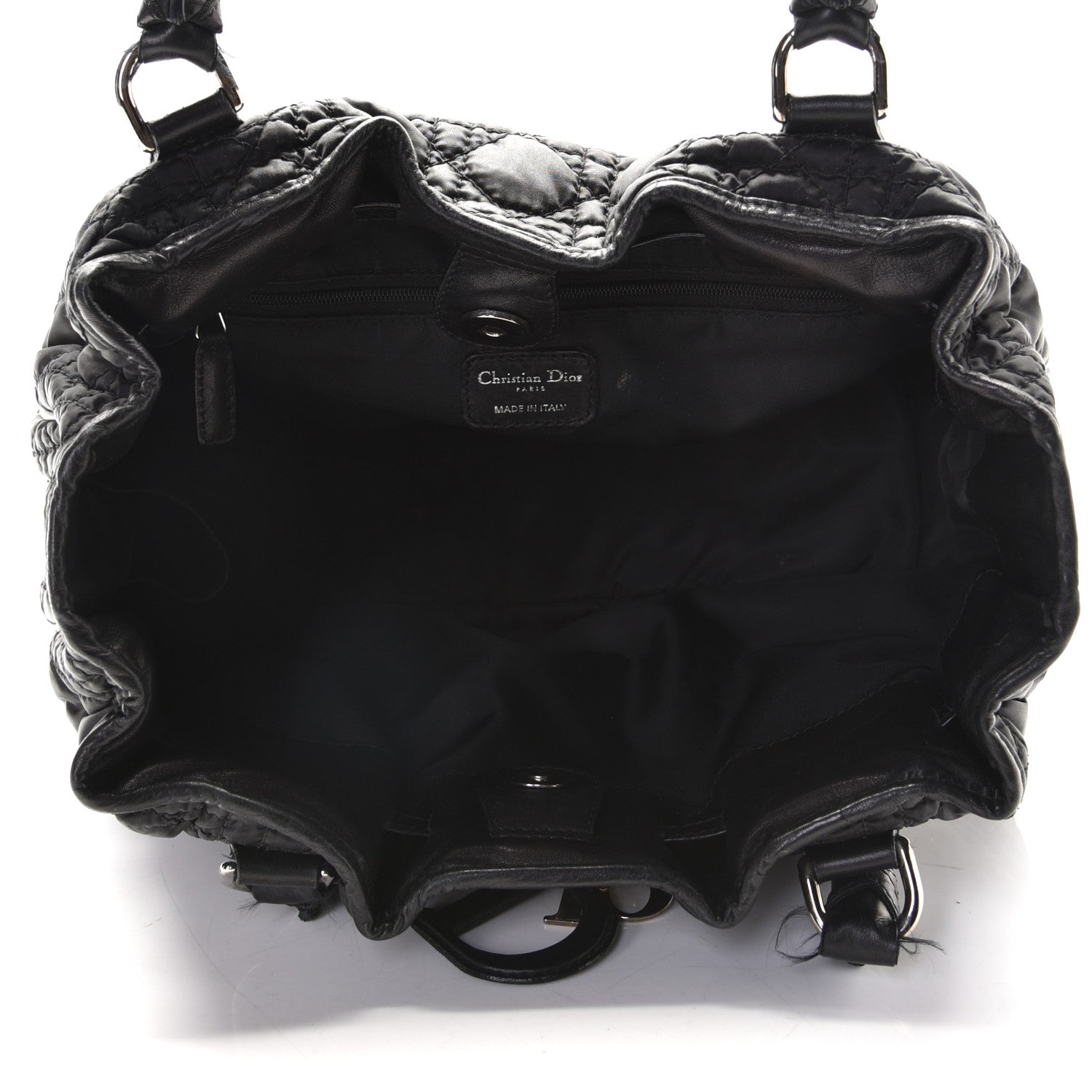Christian Dior Nylon Cannage Shopper Tote Black 5 of 10