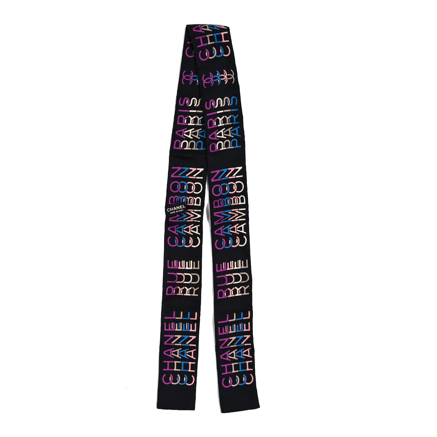 Silk Logo Slim Bandeau Scarf Black Multicolor
