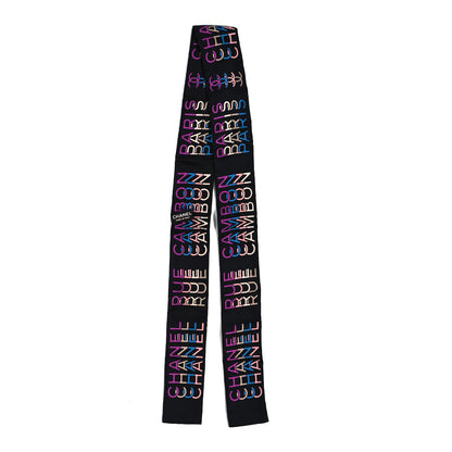 Chanel Silk Logo Slim Bandeau Scarf Black Multicolor 2 of 3