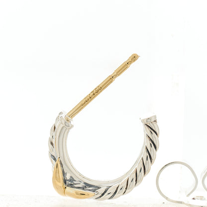 David Yurman Sterling Silver 18K Yellow Gold Petite X Hoop Earrings 4 of 4