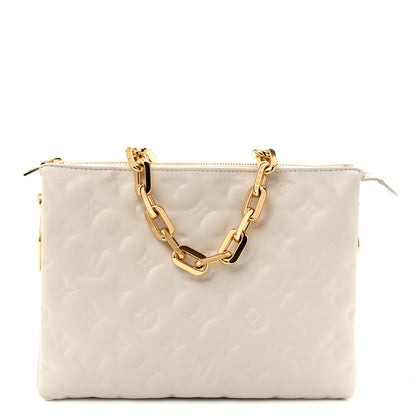 Louis Vuitton Lambskin Embossed Monogram Coussin PM Beige Cream 1 of 13