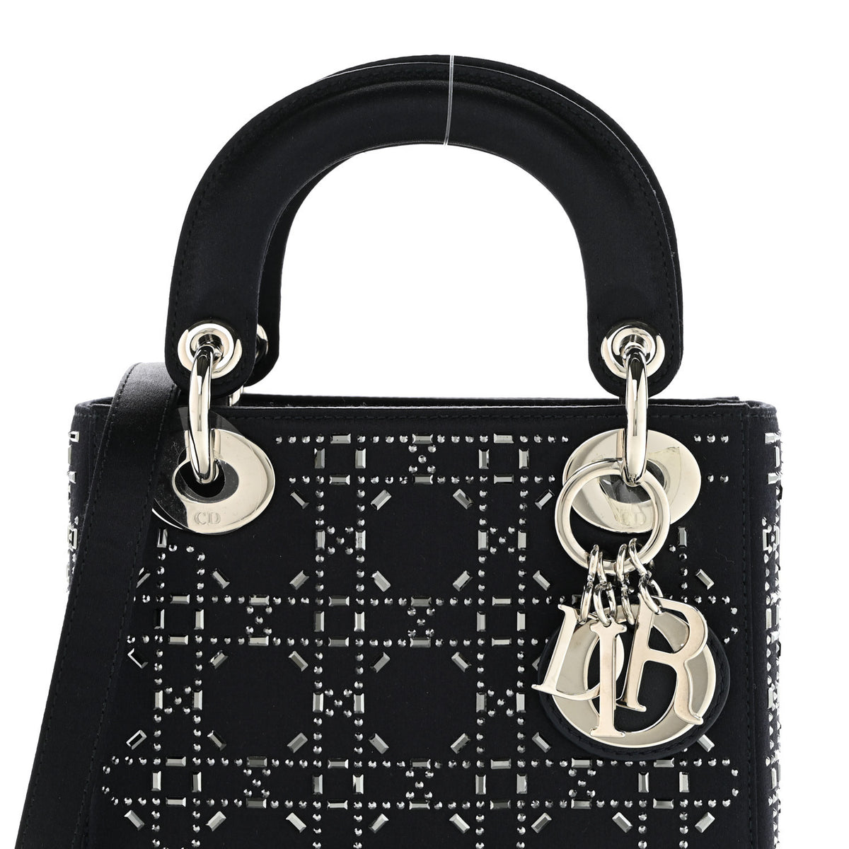 Satin Crystal Cannage Mini Lady Dior Navy