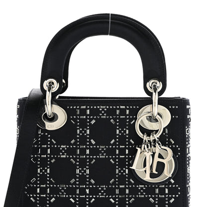 Christian Dior Satin Crystal Cannage Mini Lady Dior Navy 8 of 11