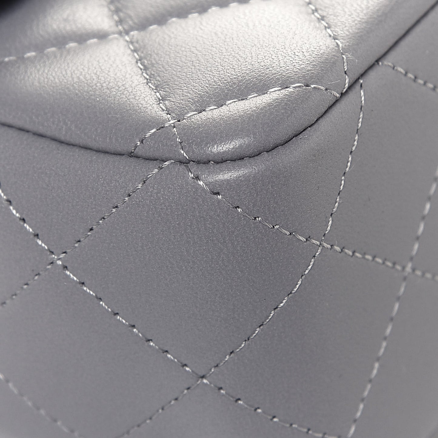 Lambskin Quilted Mini Rectangular Flap Grey