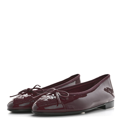 Chanel Patent Cap Toe Ballerina Flats 38 Prune 3 of 10