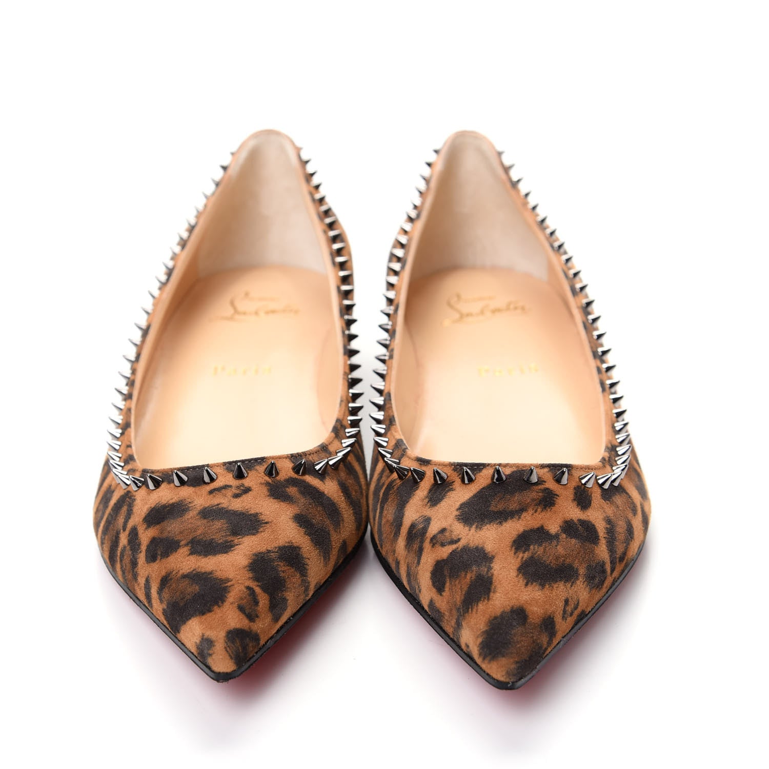Christian Louboutin Veau Velours Anjalina Flats 39 Leo Gun Metal 2 of 10