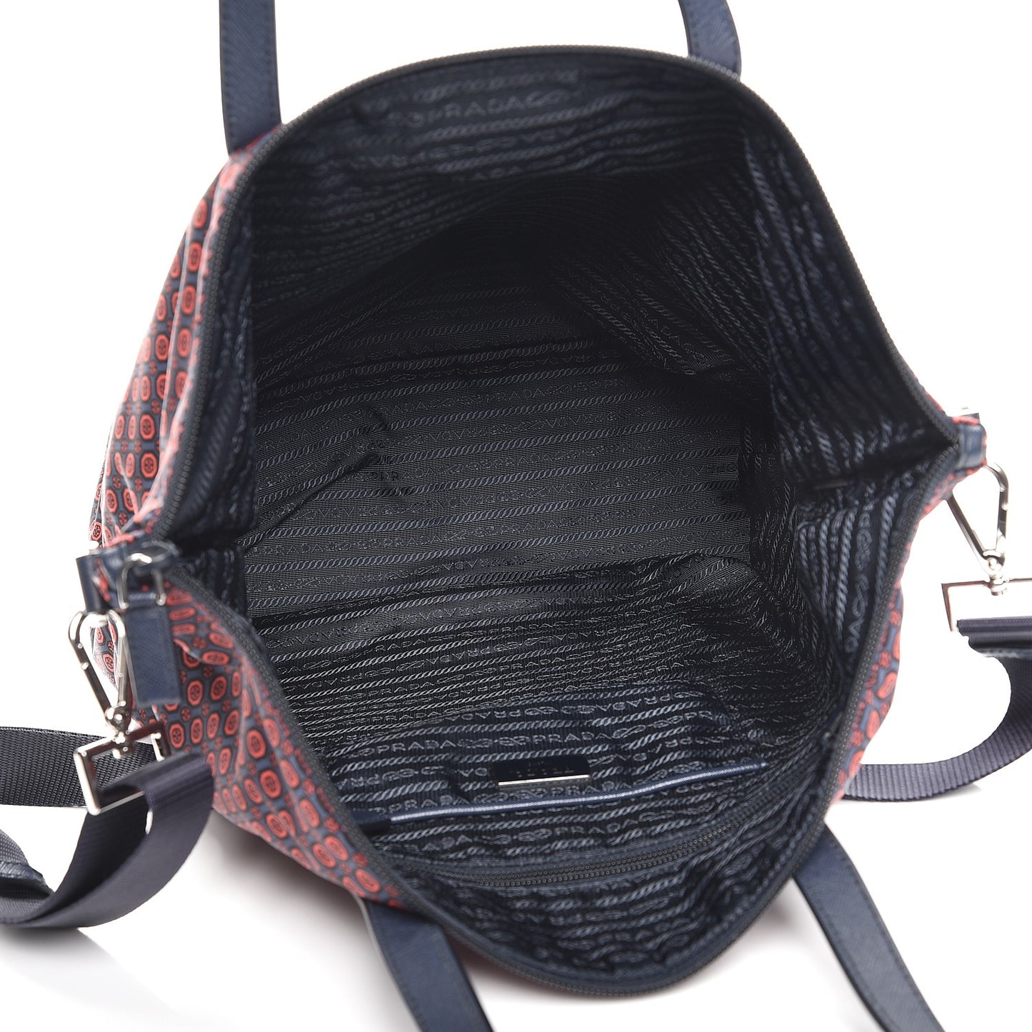Tessuto Nylon Saffiano Media Print Tote Rosso