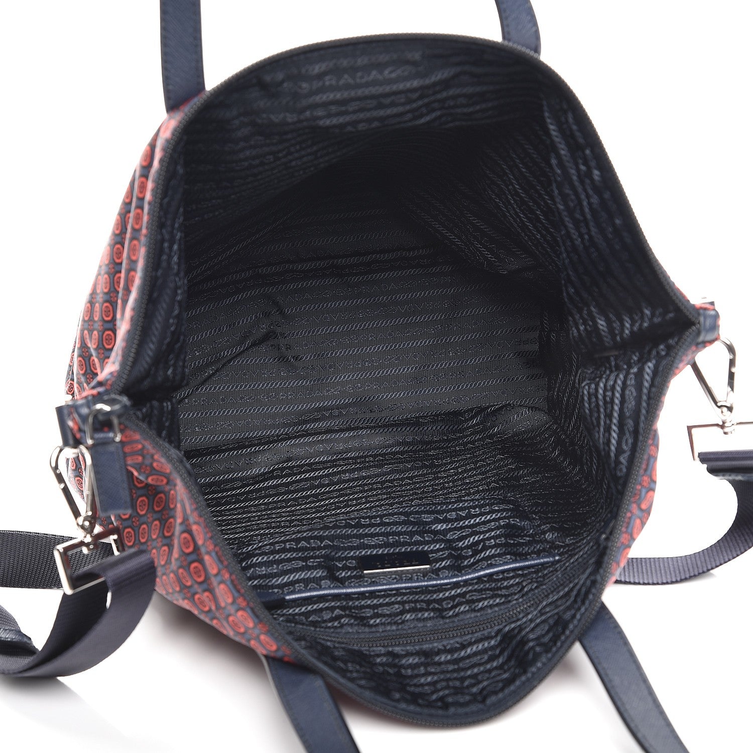 Prada Tessuto Nylon Saffiano Media Print Tote Rosso 5 of 8