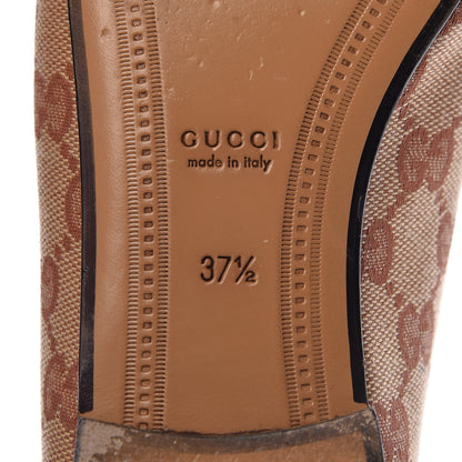 Gucci Canvas GG Monogram Horsebit Womens Jordaan Loafers 37.5 Beige Ruggine Rust 6 of 13