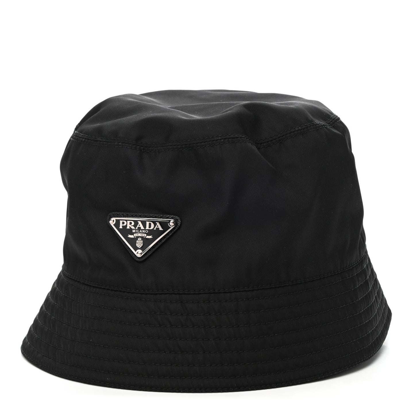 Tessuto Nylon Metal Triangle Logo Mens Bucket Hat XL Black