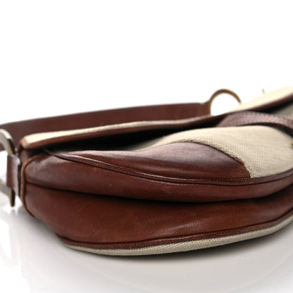 Christian Dior Canvas Calfskin Saddle Bag Beige 9 of 15