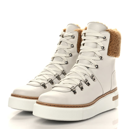 Hermes Calfskin Woolskin Womens Flocon Ankle Boots 38 White Naturel 2 of 10