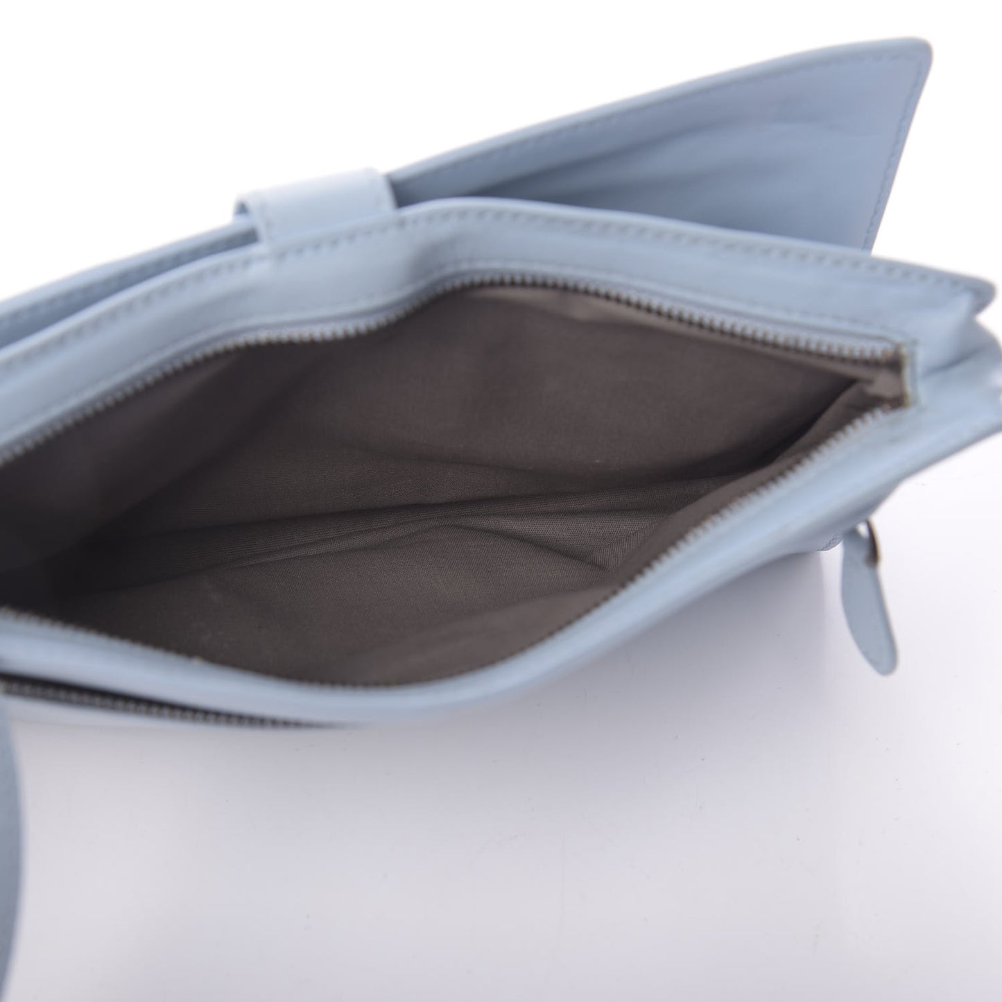 Calfskin Intrecciato Flap Wristlet Light Blue