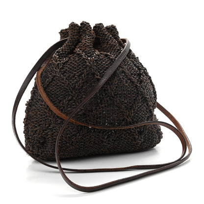 Chanel Calfskin Woven Drawstring Bag Dark Brown 3 of 9