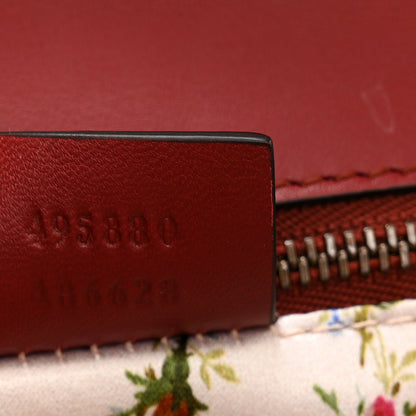 Gucci Calfskin Frame Print Bamboo 1947 Top Handle Bag Red Gold 8 of 10