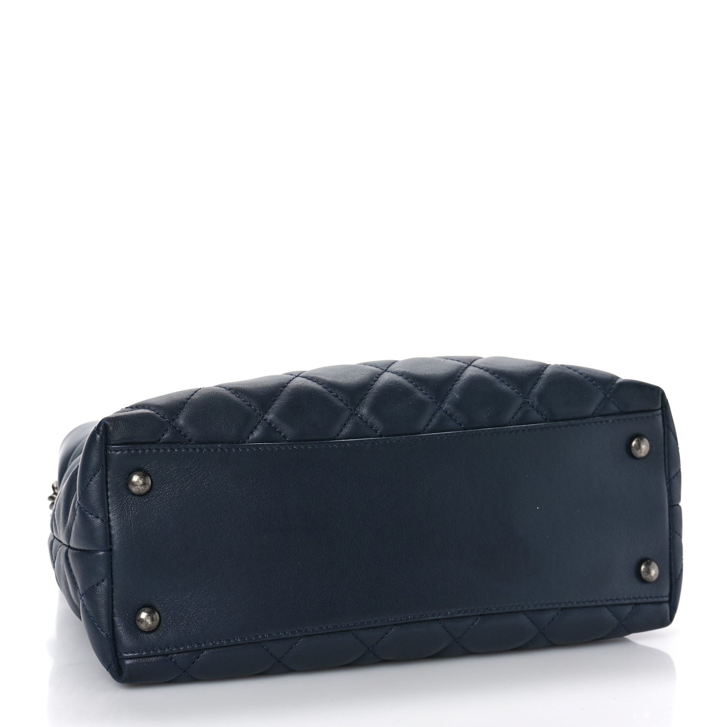 Calfskin Tweed Quilted Small Tote Navy Multicolor