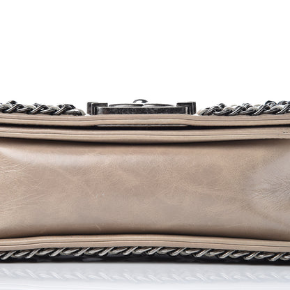 Chanel Glazed Calfskin Quilted Small Boy Chained Flap Beige 10 of 15