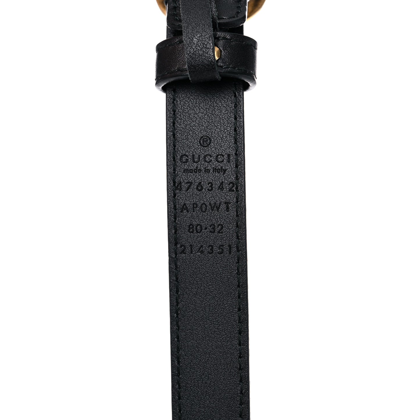 Moon Calfskin Pearl Double G 20mm Belt 80 32 Black Cream