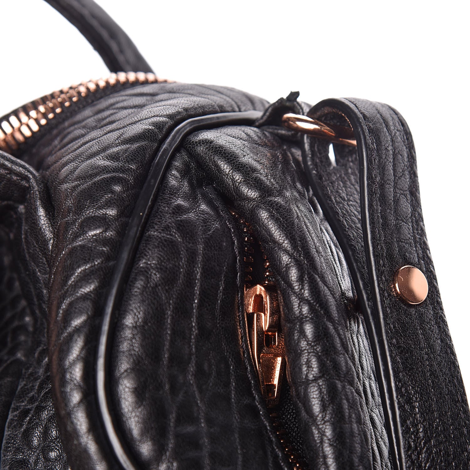 Alexander Wang Pebbled Lambskin Mini Rockie Black Rose Gold Hardware 9 of 11