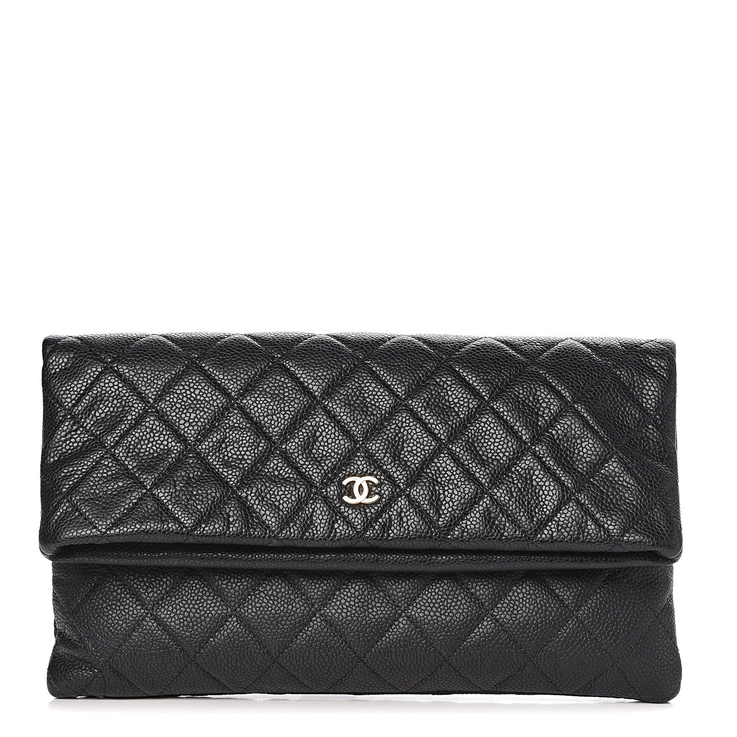 Caviar Quilted CC Beauty Clutch Black