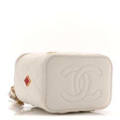 Chanel Caviar Quilted Enamel Coco Casino Mini Vanity Case With Chain White 4 of 11