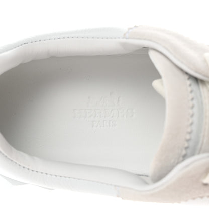 Hermes Calfskin Suede Goatskin Bouncing Sneakers 36 White 6 of 9