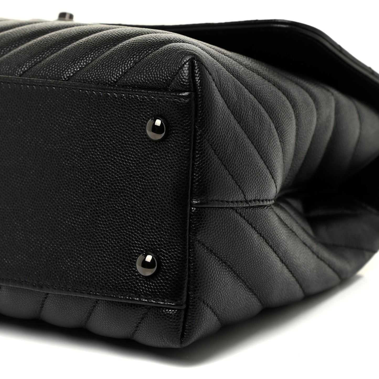 Caviar Chevron Quilted Medium Coco Handle Flap So Black