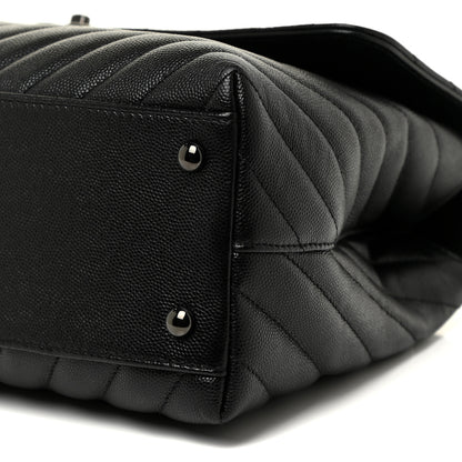 Chanel Caviar Chevron Quilted Medium Coco Handle Flap So Black 10 of 13