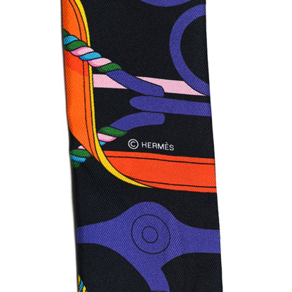 Hermes Silk Panoplie Equestre Twilly Caban Violet Orange 3 of 6