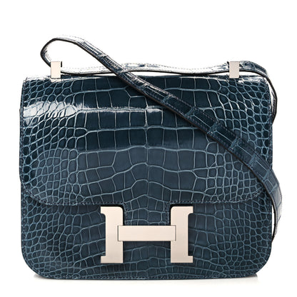 Hermes Shiny Alligator Constance 24 Bleu Paon 1 of 10