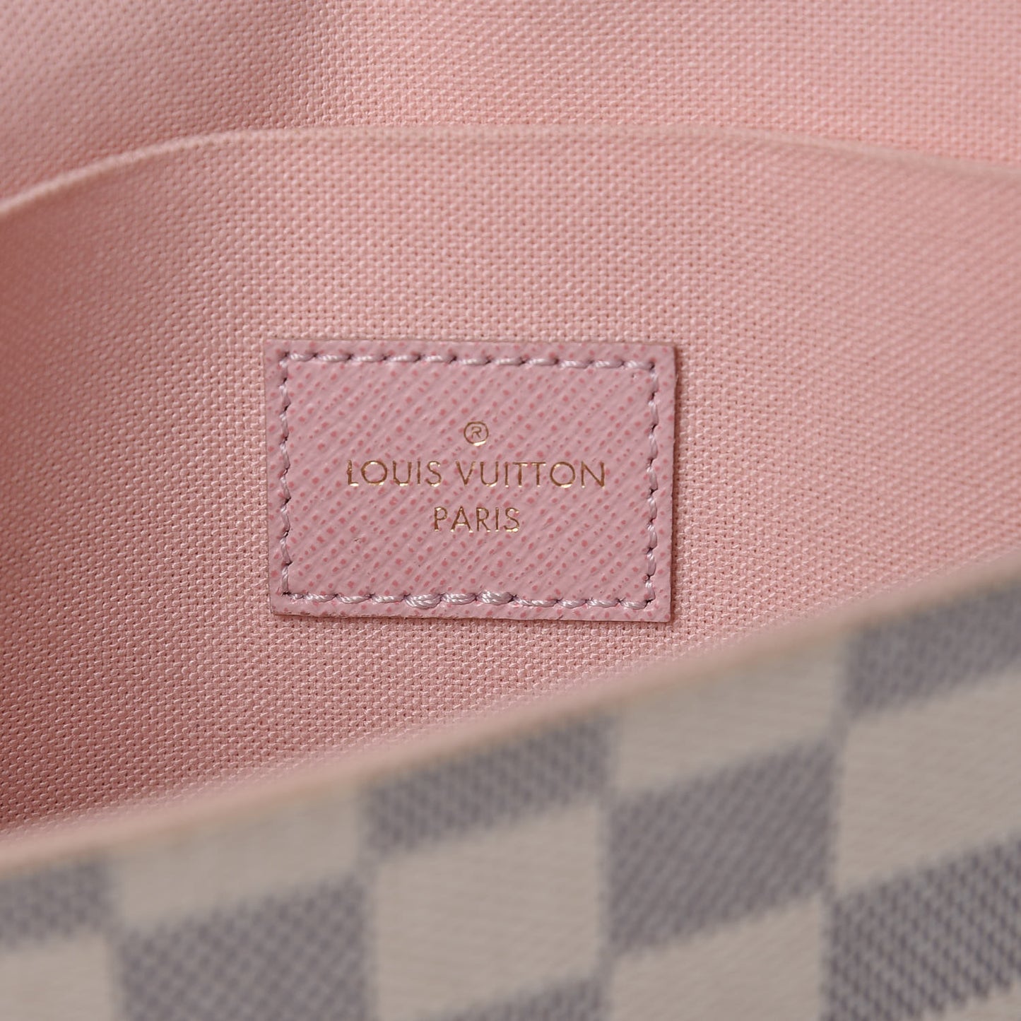 Damier Azur Pochette Felicie Chain Wallet Rose Ballerine